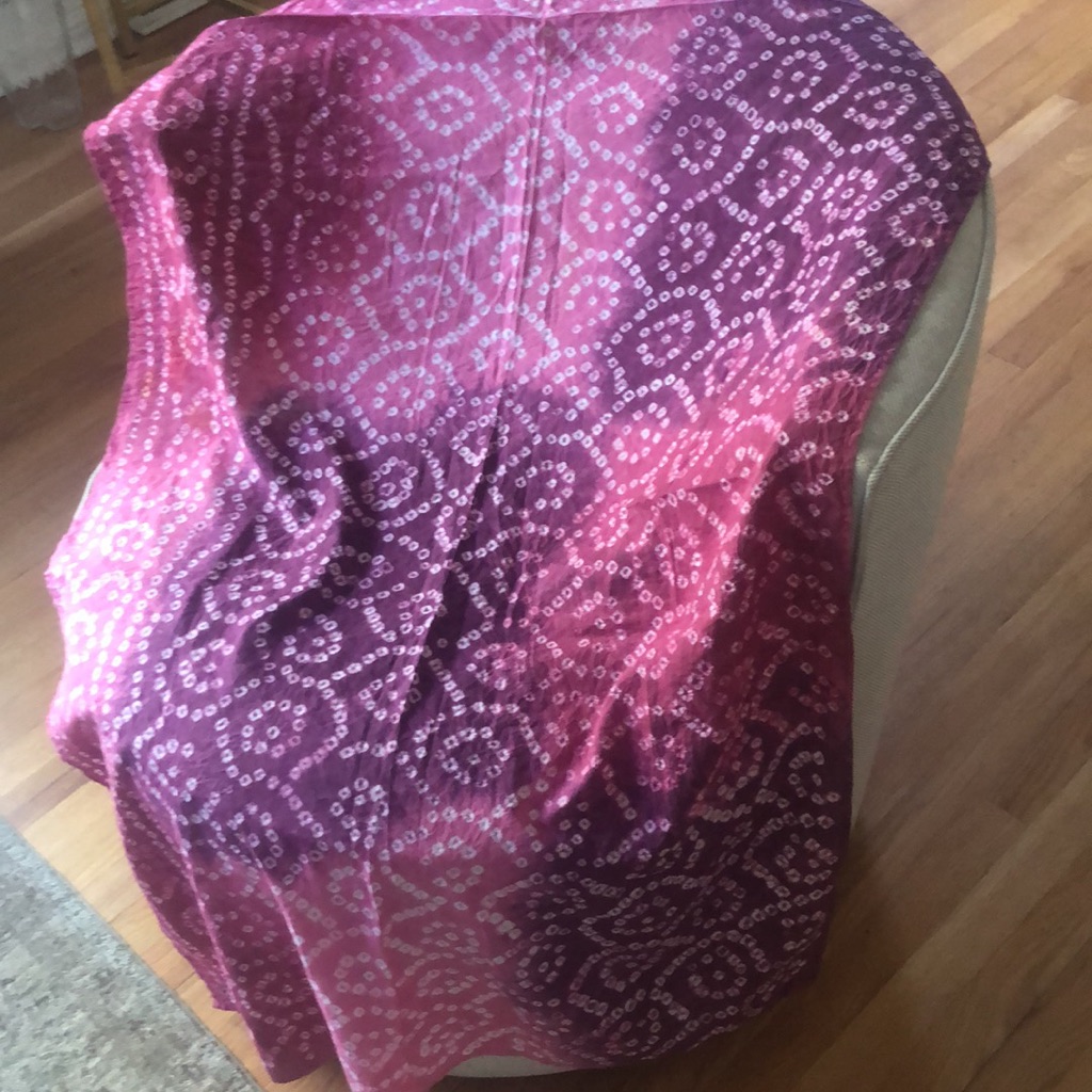 Elegant Pink Tie-Dye Dot Batik 100% Cotton Scarf, Shawl, Beach Wrap, Sarong